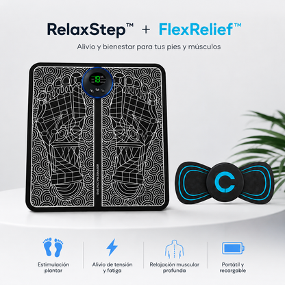 RelaxStep™ + FlexRelief™ (masajeador de pies + masajeador muscular)