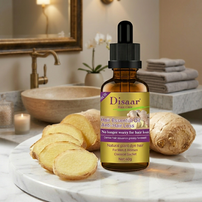 GingerGrow™ – Aceite Esencial Anticaída con Jengibre Natural | Estimula el Crecimiento Capilar en Hombres y Mujeres