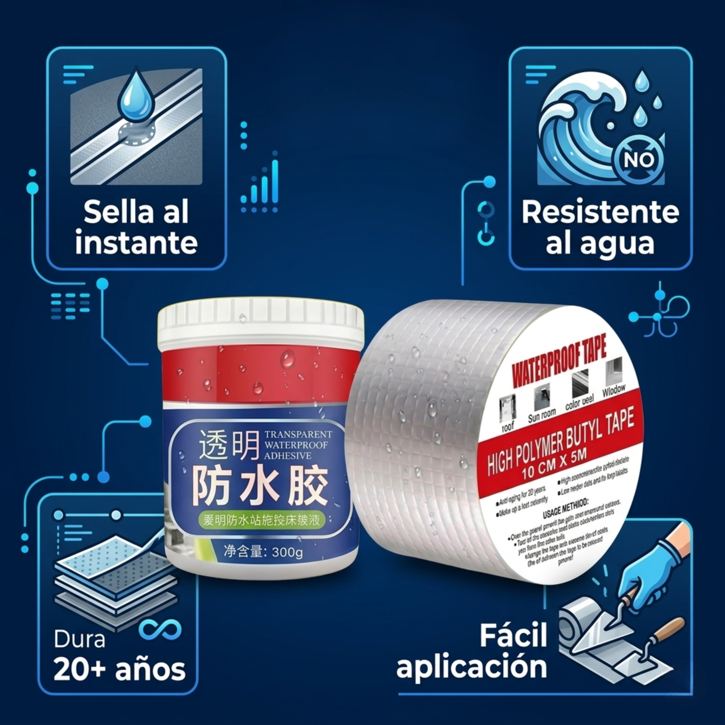 HydroStop™ – Sella Cualquier Filtración en Minutos, Sin Herramientas ni Experiencia